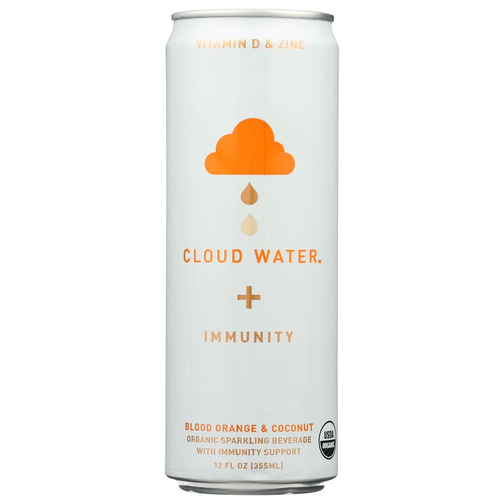 CLOUD WATER IMMUNITY: Blood Orange & Coconut Sparkling Water, 12 fo